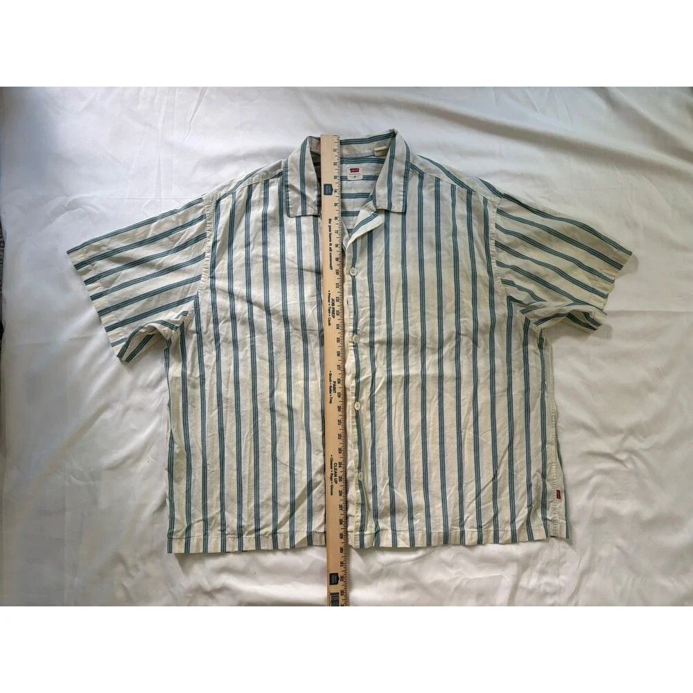Mens Levis Cotton Short Sleeve Shirt and White Horizontal Stripe XL Skater